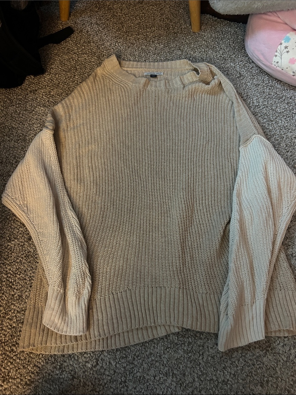 Neutral Beige Oversized Knit Sweater
